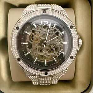 Michael Kors MK9066 Limited-Edition Oversized Lennox Pavé Silver-Tone Watch